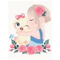 Pictură pe numere BrushMe Pisicuță în îmbrățișare KBS7122FC 40 x 30 cm / Verticală