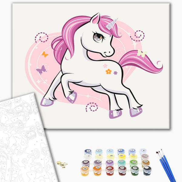 Pictură pe numere BrushMe Unicorn strălucitor KBS0075FC 40 x 30 cm / Orizontală photo 3