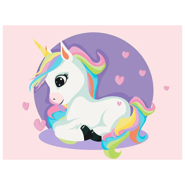 Картина по номерам BrushMe Единорог в сердечках KBS0074FC 40 x 30 cm / Горизонтальная photo 1