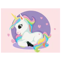 Pictură pe numere BrushMe Unicorn printre inimioare KBS0074FC 40 x 30 cm / Orizontală