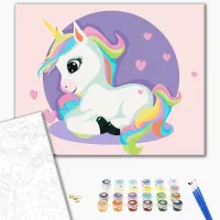 Pictură pe numere BrushMe Unicorn printre inimioare KBS0074FC 40 x 30 cm / Orizontală photo 2
