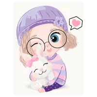 Pictură pe numere BrushMe Fetița cu iepurașul KBS7124FC 40 x 30 cm / Verticală