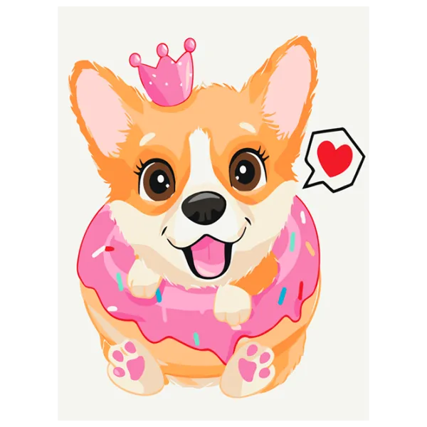 Pictură pe numere BrushMe Prințesa corgi KBS7102FC 40 x 30 cm / Verticală photo 1