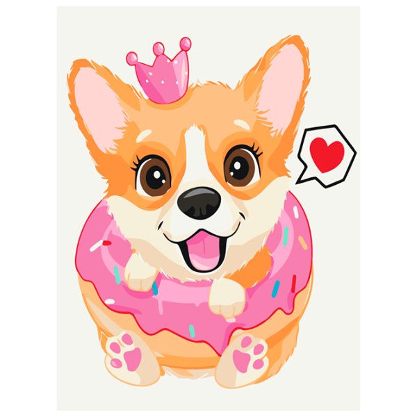 Pictură pe numere BrushMe Prințesa corgi KBS7102FC 40 x 30 cm / Verticală photo 1