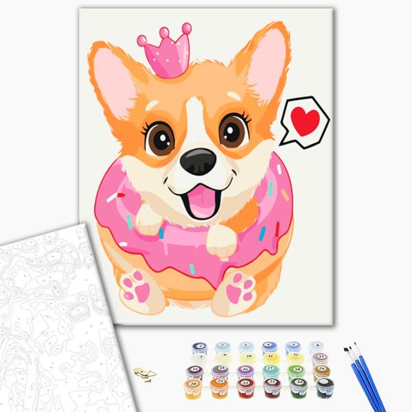 Pictură pe numere BrushMe Prințesa corgi KBS7102FC 40 x 30 cm / Verticală photo 2