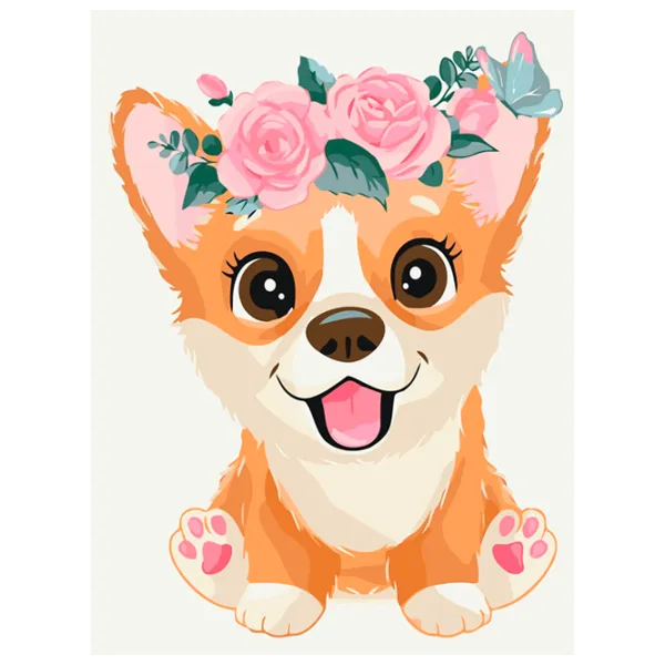 Pictură pe numere BrushMe Corgi cu o coroană KBS7097FC 40 x 30 cm / Verticală photo 1 Pictură pe numere BrushMe Corgi cu o coroană KBS7097FC 40 x 30 cm / Verticală photo 1