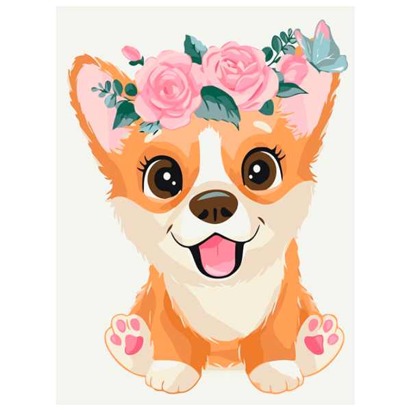 Pictură pe numere BrushMe Corgi cu o coroană KBS7097FC 40 x 30 cm / Verticală photo 1 Pictură pe numere BrushMe Corgi cu o coroană KBS7097FC 40 x 30 cm / Verticală photo 1