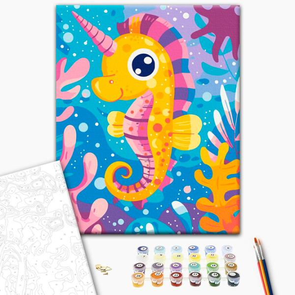 Pictură pe numere BrushMe Unicornul de mare KBS0156FC 40 x 30 cm / Verticală photo 3