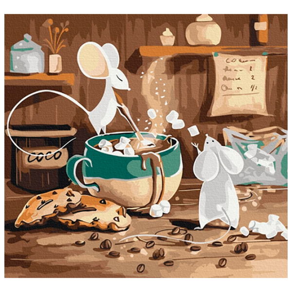 Pictură pe numere BrushMe Cacao pentru șoricei SBS014FC 40 x 30 cm / Verticală photo 1