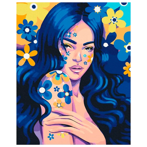 Pictură pe numere BrushMe Fata indigo BS53734FC 50 x 40 cm / Verticală photo 1