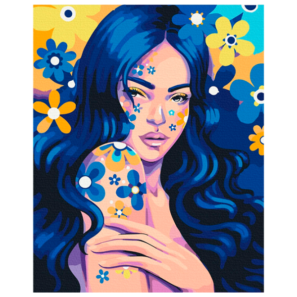 Pictură pe numere BrushMe Fata indigo BS53734FC 50 x 40 cm / Verticală photo 1