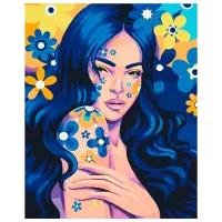 Pictură pe numere BrushMe Fata indigo BS53734FC 50 x 40 cm / Verticală