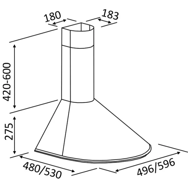 Hotă Tornado Viola 750 Șemineu/ Black/ Inox photo 4