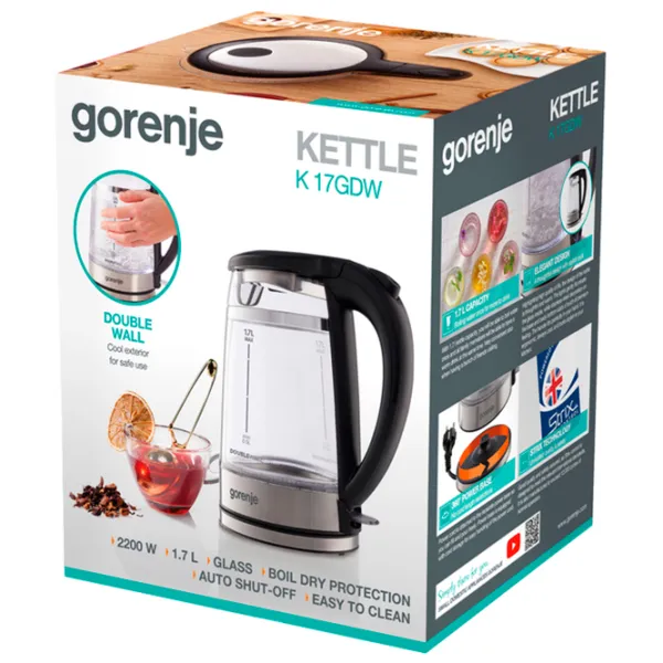 Ceainic electric Gorenje K17GDW 1.7l / Ascuns / Black photo 8