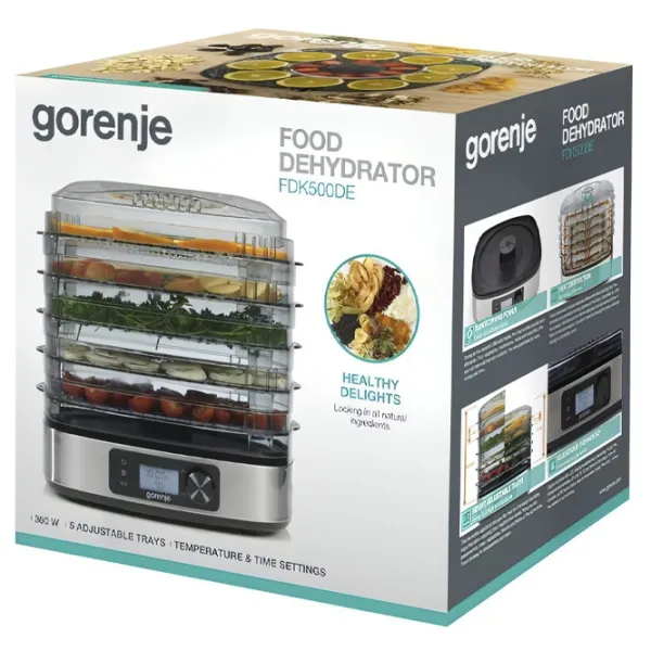 Uscător de fructe și legume Gorenje FDK500DE  380 W / Inox photo 3