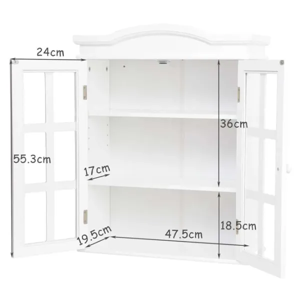 Dulap suspendat pentru baie Costway HW57080  MDF / White photo 4