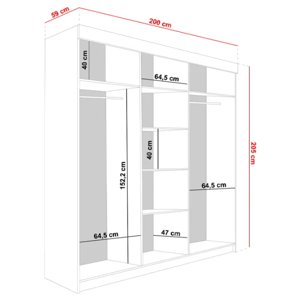 Dulap Prime Furniture Bill 3 200 x 59 x 205 / PAL / Alb photo 3 Dulap Prime Furniture Bill 3 200 x 59 x 205 / PAL / Alb photo 3