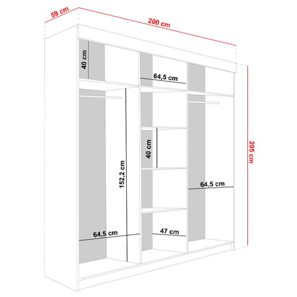 Dulap Prime Furniture Bill 3 200 x 59 x 205 / PAL / Alb photo 3 Dulap Prime Furniture Bill 3 200 x 59 x 205 / PAL / Alb photo 3