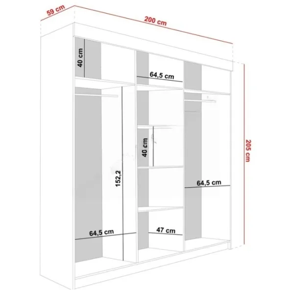 Шкаф Prime Furniture Bill 3 200 x 59см x 205 / ЛДСП / Белый photo 3