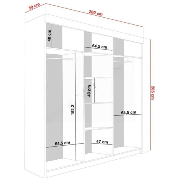 Шкаф Prime Furniture Bill 3 200 x 59см x 205 / ЛДСП / Белый photo 3