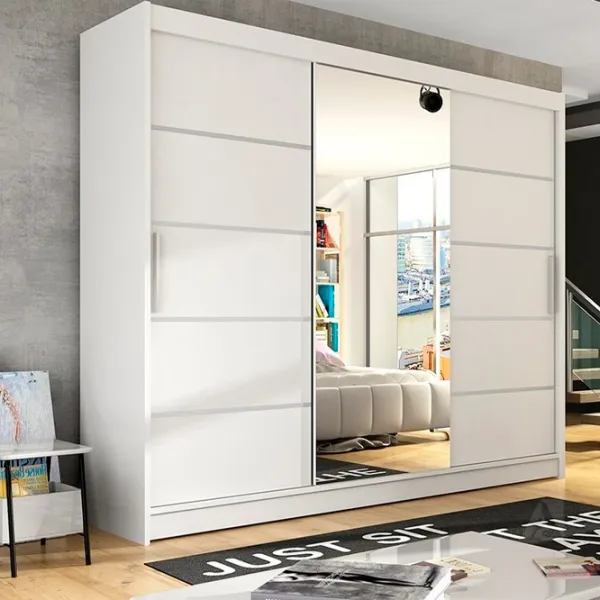 Dulap Space Meble Aston VI 250 x 58 x 215 / PAL / Alb photo 2 Dulap Space Meble Aston VI 250 x 58 x 215 / PAL / Alb photo 2