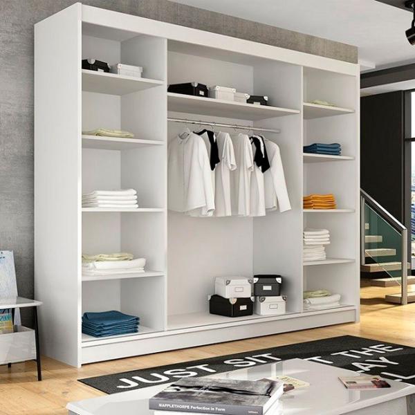 Dulap Space Meble Aston VI 250 x 58 x 215 / PAL / Alb photo 3 Dulap Space Meble Aston VI 250 x 58 x 215 / PAL / Alb photo 3