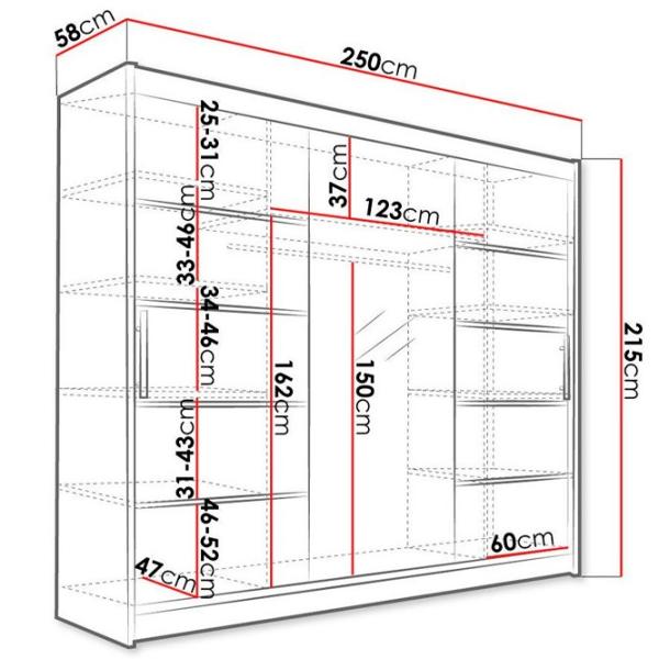 Шкаф Space Meble Aston VI 250 x 58см x 215 / ЛДСП / Шоколад photo 2