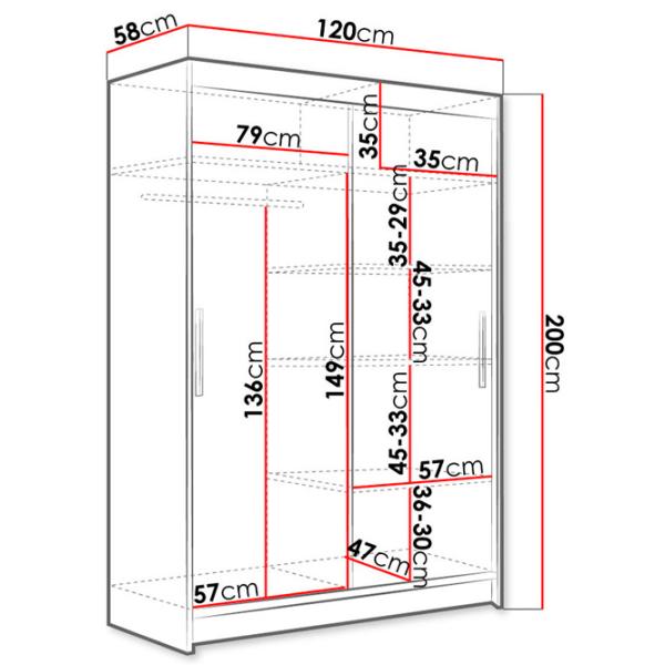 Dulap Space Meble Miami VII 120 x 58 x 200 / PAL / White photo 4