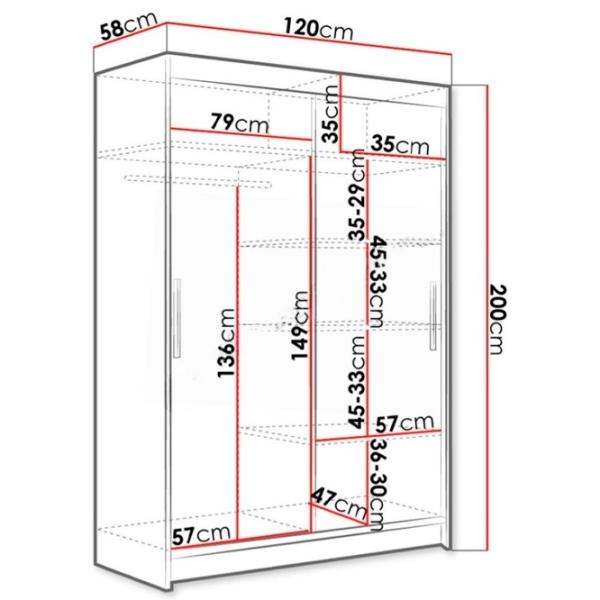 Dulap Space Meble Miami VI 120 x 58 x 200 / PAL / White photo 3 Dulap Space Meble Miami VI 120 x 58 x 200 / PAL / White photo 3