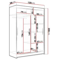 Dulap Space Meble Miami VI 120 x 58 x 200 / PAL / White photo 3