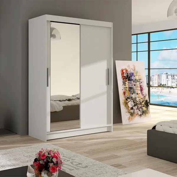 Dulap Space Meble Miami VI 120 x 58 x 200 / PAL / White photo 4 Dulap Space Meble Miami VI 120 x 58 x 200 / PAL / White photo 4