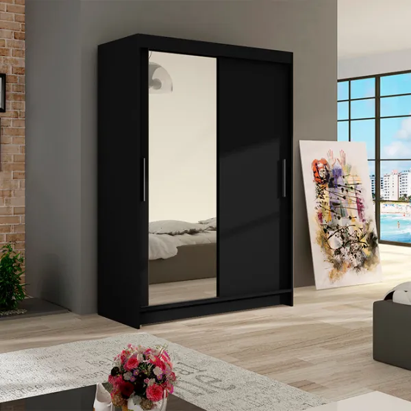 Шкаф Space Meble Miami VI 120 x 58см x 200 / ЛДСП / Чёрный photo 2
