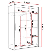Dulap Space Meble Miami VI 120 x 58 x 200 / PAL / Negru photo 3