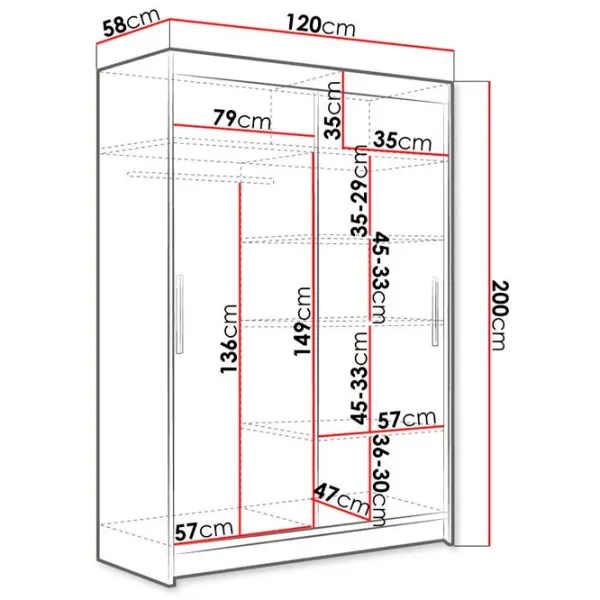 Шкаф Space Meble Miami I 120 x 58см x 200 / ЛДСП / Белый photo 3