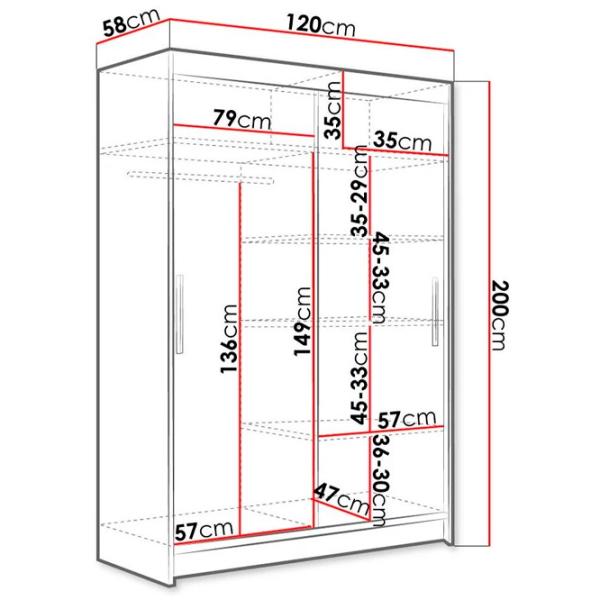 Шкаф Space Meble Miami I 120 x 58см x 200 / ЛДСП / Белый photo 3