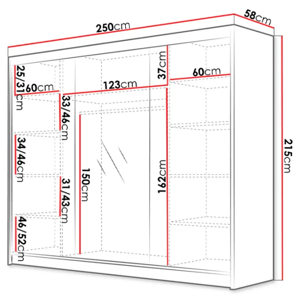 Шкаф Space Meble Amber VI 250 x 58см x 215 / ЛДСП / Белый photo 4
