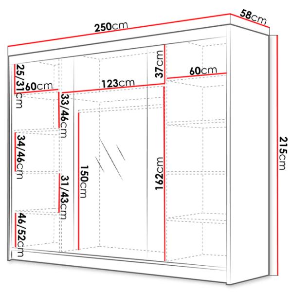 Шкаф Space Meble Amber VI 250 x 58см x 215 / ЛДСП / Белый photo 4