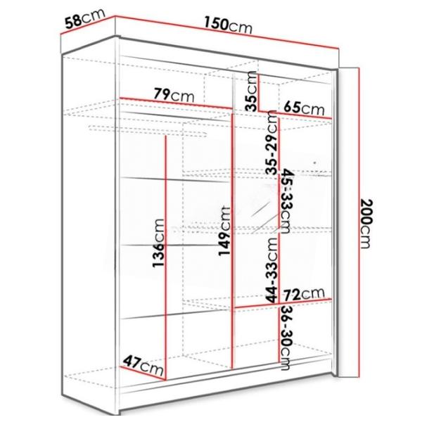 Dulap Space Meble Camino III 150 x 58 x 200 / PAL / Alb photo 3