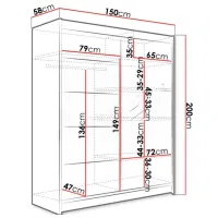 Dulap Space Meble Camino III 150 x 58 x 200 / PAL / Alb photo 3