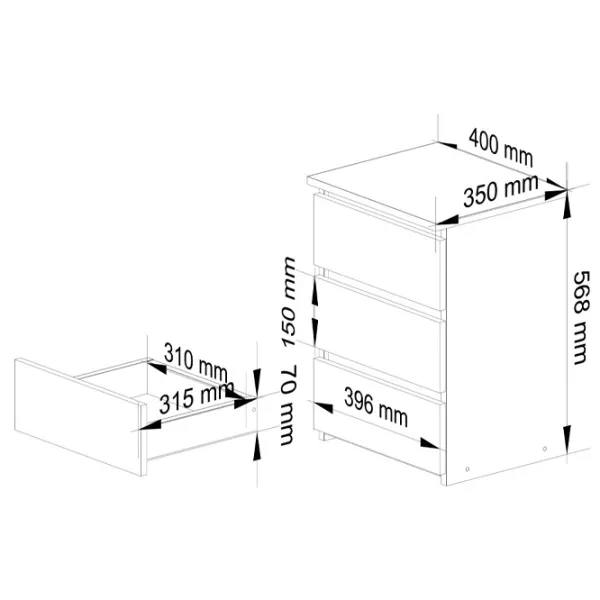 Noptiere Acord CL3 40 56.8 x 40 x 35 / PAL / Gray photo 4
