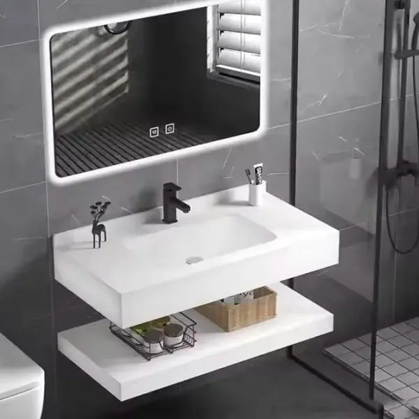 Seturi mobilă de baie SanDonna 1009A-100 Piatră sinterizată / White photo 1