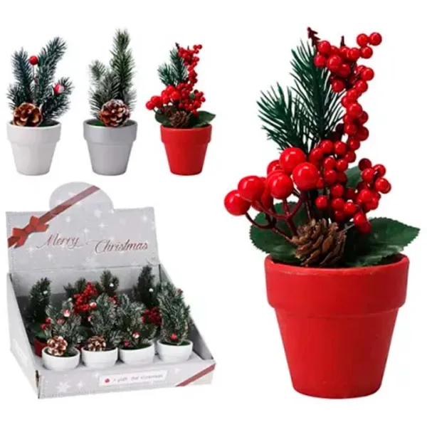 Suvenir Christmas "Ramura cu fructe de padure in ghiveci ceramic" Ceramică / Multicolor photo 1