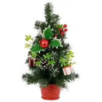 Сувенир Christmas "Brad cu decoratiuni in ghiveci rosu" Пластик / Зеленый