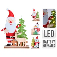 Suvenir Christmas "Mos Craciun/Om de zapada cu brad si cerb" Lemn / Multicolor