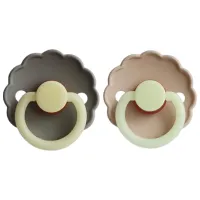 Suzetă cu tetina rotundă Frigg Night Daisy Unisex / 0 luni - 6 luni / Silicon / Beige photo 2