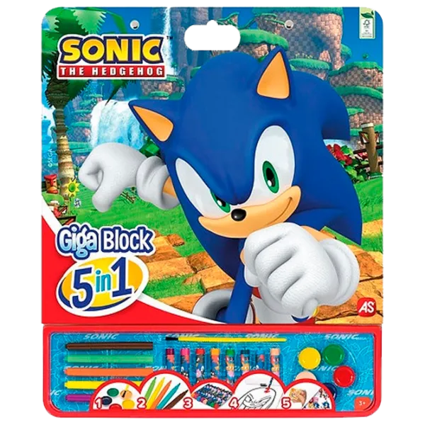 Set de creație As Kids Sonic the Hedgehog Giga Block 5 in 1 5203068627485 3+ / Multicolor Blue photo 1