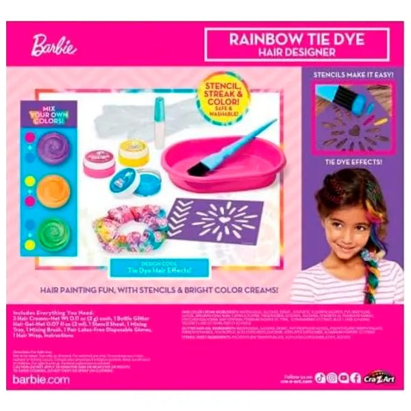 Креативный набор Cra-Z-Art Rainbow Tie-Dye Hair Designer Barbie 884920340503 8+ / Разноцветный Розовый photo 7 Креативный набор Cra-Z-Art Rainbow Tie-Dye Hair Designer Barbie 884920340503 8+ / Разноцветный Розовый photo 7