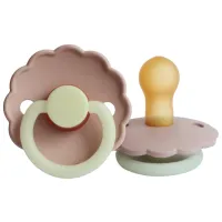 Suzetă cu tetina rotundă Frigg Night Daisy Pentru fetițe / 6 luni - 18 luni / Latex / Pink