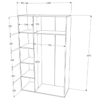 Шкаф Haaus Nero 3U 120 x 52см x 200 / ЛДСП / Дуб Сонома photo 3