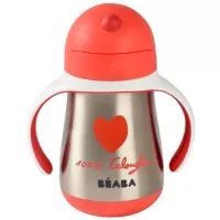 Sticluță cu pai Beaba B913523 250 ml 8 luni / Oțel inoxidabil / Red photo 2